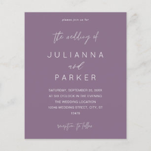 Budget Plum Lila MOD-Kalligrafie Hochzeit Flyer