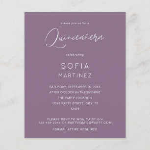 Budget Plum Lila MOD Kalligrafie Quinceanera Flyer