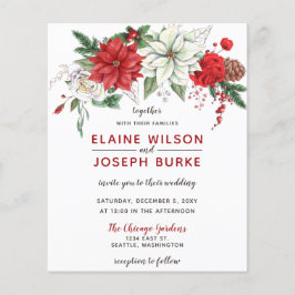 Budget Poinsettia Pine cone Einladung Hochzeit