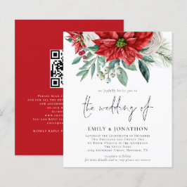 Budget Poinsettia QR Code Hochzeit Einladung