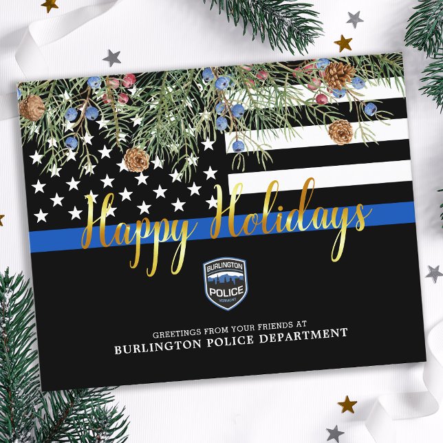 Budget Police Christmas Thin Blue Line Karten (Von Creator hochgeladen)