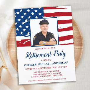 Budget Police Retirement Party Foto USA Flag Invi