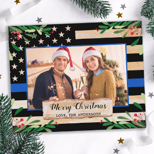 Budget Police Thin Blue Line USA Flag Weihnachten