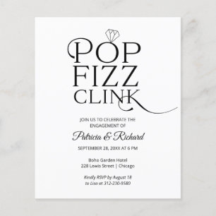 Budget Pop Fizz Clink Verlobungsfeier Einladung