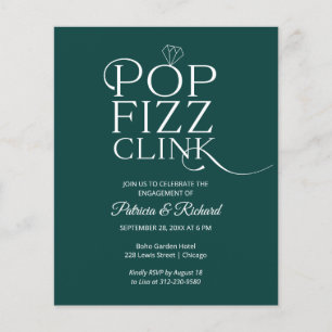 Budget Pop Fizz Clink Verlobungsfeier-Einladung