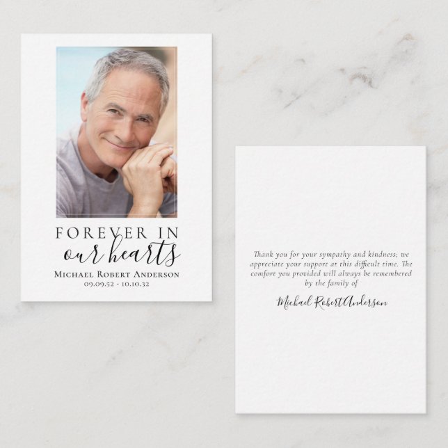 Budget pour toujours dans nos coeurs Carte de reme (Devant / Derrière)