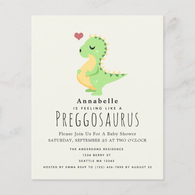 Budget Preggosaurus Niedlich Dinosaurier Babydusch (Vorderseite)