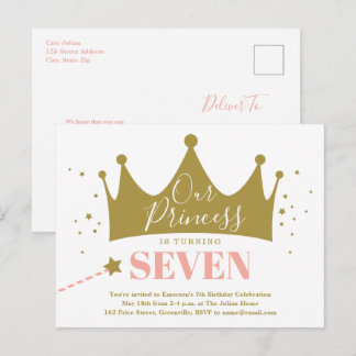 Budget Princess Pink Kid Birthday Party Einladungspostkarte
