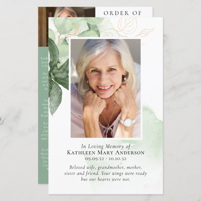 BUDGET Programme de service commémoratif de photos (Devant / Derrière)