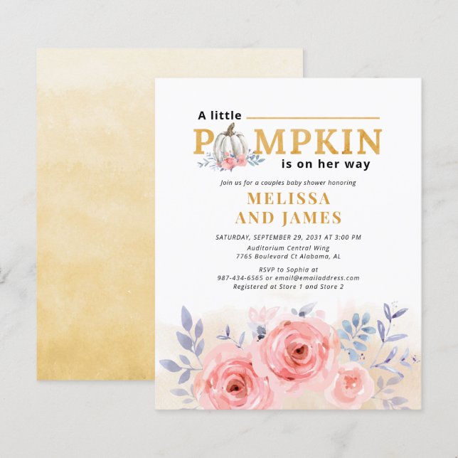 Budget Pumpkin Couples Baby Dusche Floral Lilac (Vorne/Hinten)