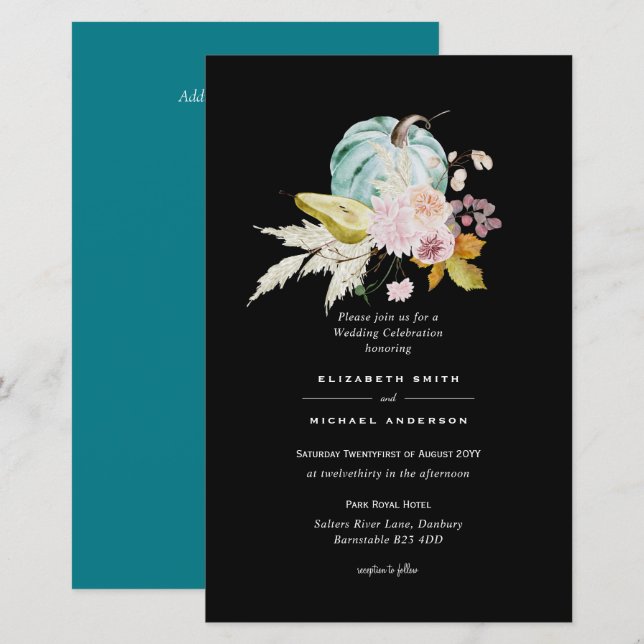 BUDGET Pumpkin FALL Erntedank Hochzeit Einladung A (Vorne/Hinten)