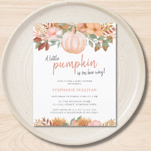 Budget Pumpkin Fall Floral Baby Dusche Einladung