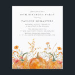 Budget Pumpkin Wildblume 30. Geburtstag Einladung<br><div class="desc">Die Kürbisse des Falles sind in zarten goldgelben und orangefarbenen Wildblumen eingebettet,  um eine elegante Ästhetik zu schaffen. Der gesamte Text ist editierbar,  sodass Sie ganz einfach Ihre eigene Stimmung gestalten können.</div>