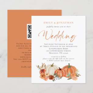 Budget Pumpkins Fall Florals QR Wedite Einladung