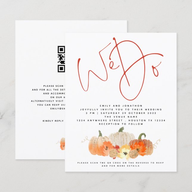 Budget Pumpkins Glitzer Wir machen QR Hochzeit Ein (Vorne/Hinten)