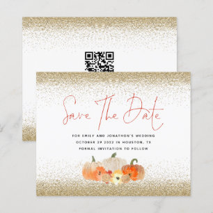 Budget Pumpkins Gold Glitzer QR Save the Date