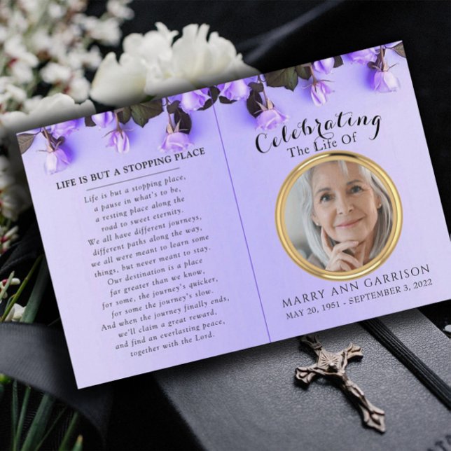 Budget Purple Photo Celebration of Life Programme (Créateur téléchargé)