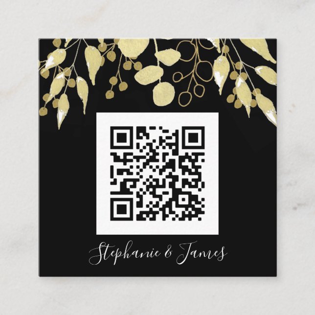 Budget QR Code Black Gold Faire-part de mariage (Devant)