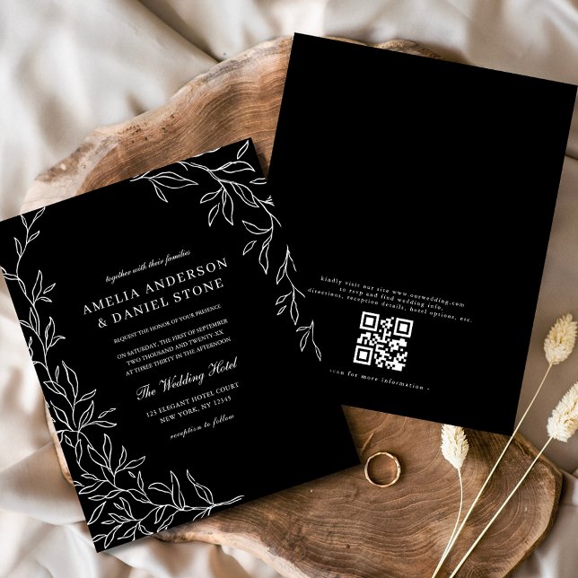 Budget QR Code Black & White Wedding Einladung (Von Creator hochgeladen)