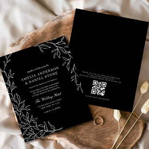 Budget QR Code Black & White Wedding Einladung Flyer
