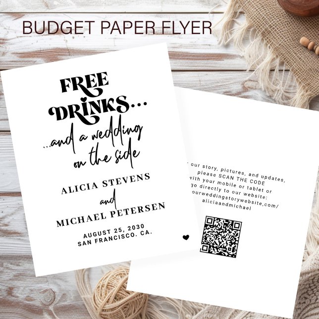 Budget QR code casual wedding save the date Flyer (Von Creator hochgeladen)
