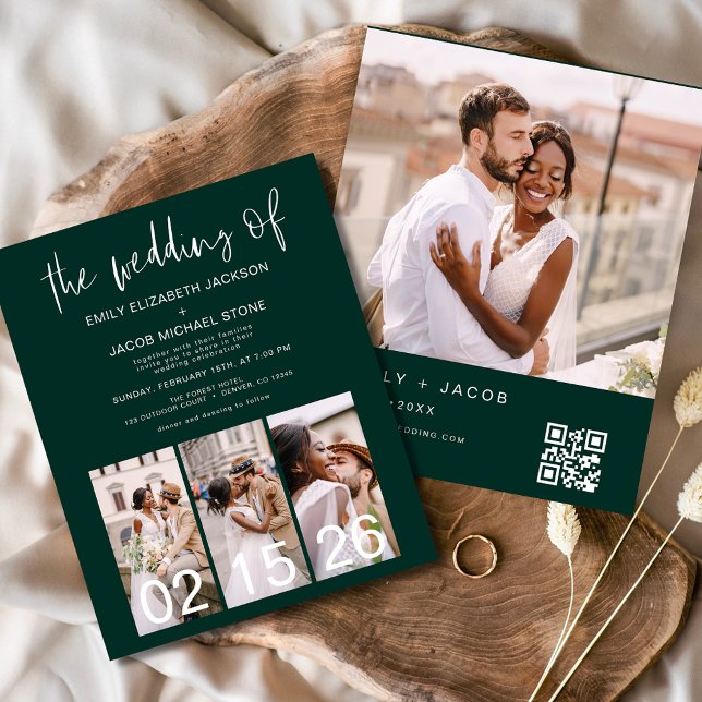 Budget QR Code Emerald Green Wedding Einladung (Von Creator hochgeladen)