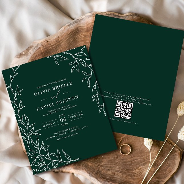 Budget QR Code Emerald Green Wedding Einladung (Von Creator hochgeladen)