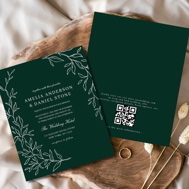 Budget QR Code Emerald Green Wedding Einladung (Von Creator hochgeladen)