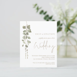 Budget QR Code Eucalyptus Gold Hochzeit Einladung