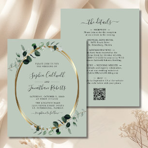 Budget QR Code Eukalyptus Sage Wedite Einladung