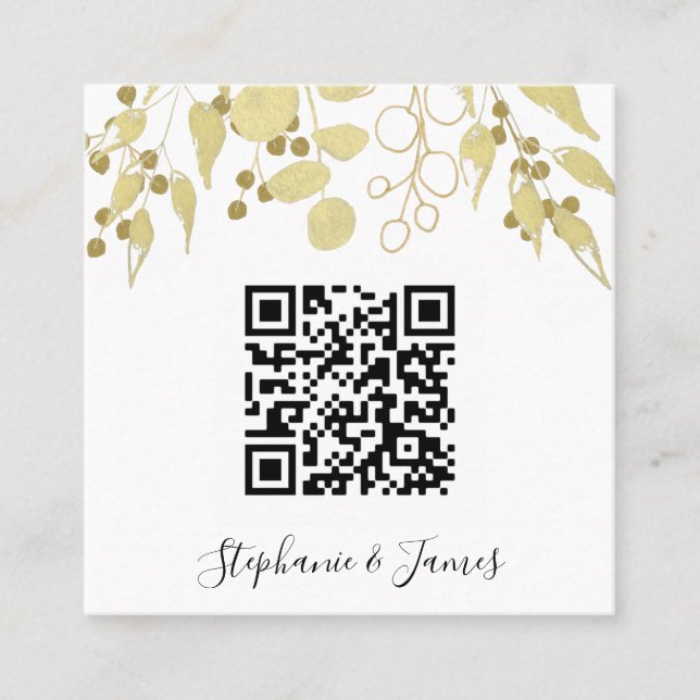 Budget QR Code Gold Foliing Faire-part de mariage (Devant)