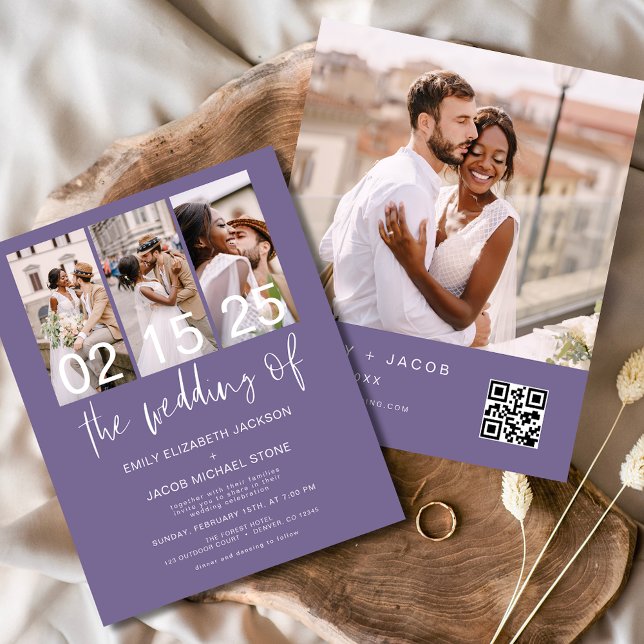 Budget QR Code Lavender Lila Hochzeitseinladung (Von Creator hochgeladen)