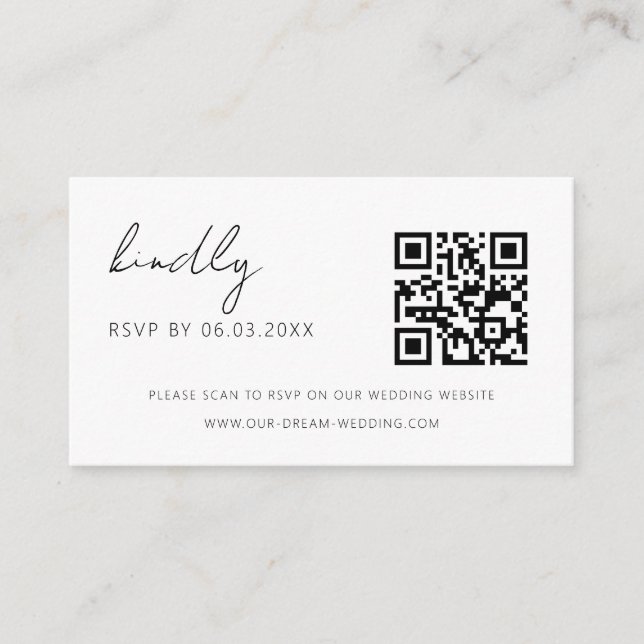 Budget QR Code Minimalistische UAWG Wedding Websit Begleitkarte (Vorderseite)