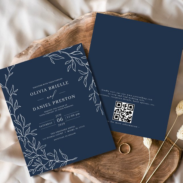 Budget QR Code Navy Blue Wedding Einladung (Von Creator hochgeladen)