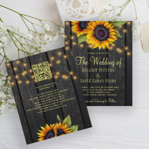 Budget QR Code Rustikale Holz-Hochzeitseinladung