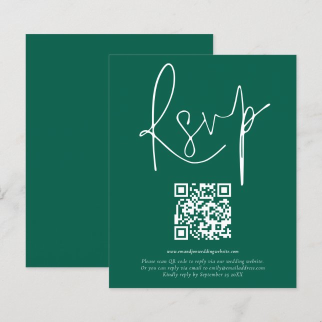Budget QR Code Script Wedding Emerald UAWG (Vorne/Hinten)