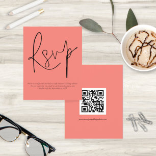 Budget QR Code Skript Korallen Rose Hochzeit RSVP