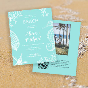 Budget QR CODE Strandfoto Hochzeitseinladung