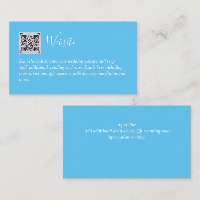 Budget QR Code Website UAWG Hotel Wedding Details Begleitkarte (Vorne/Hinten)