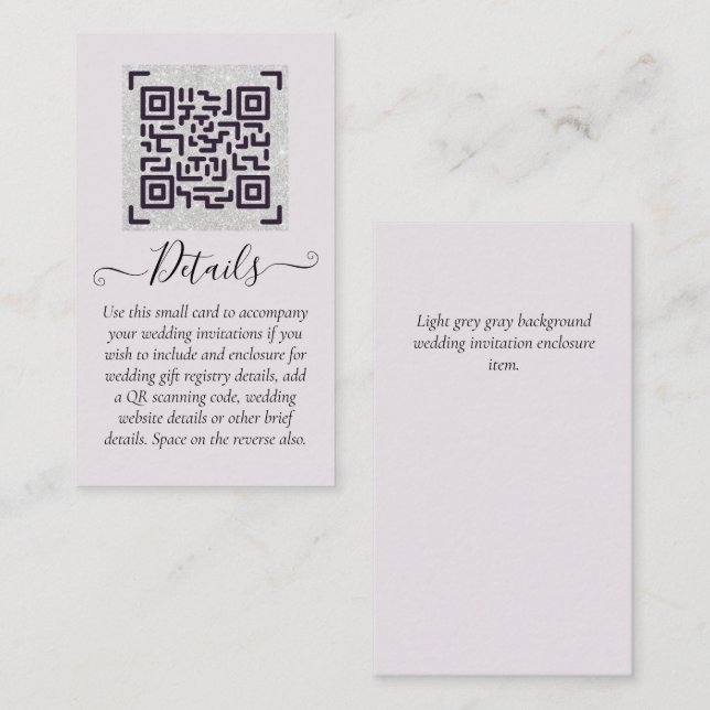Budget QR Code Website UAWG Hotel Wedding Details Visitenkarte (Vorne/Hinten)