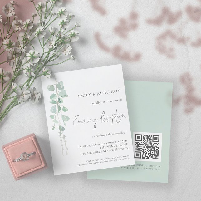 Budget QR Eucalyptus Wedding Abend Empfang (Front and back view)
