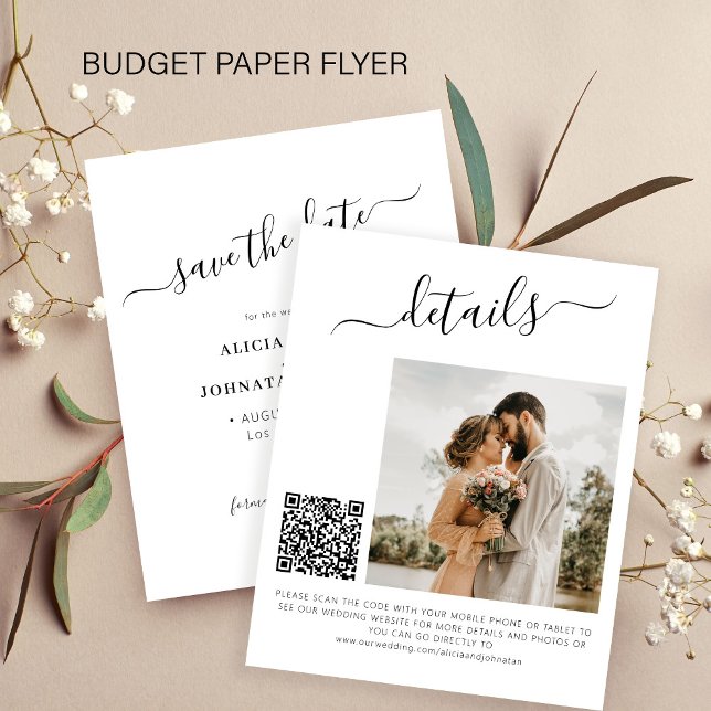 Budget QR Foto Hochzeit Save the Date Flyer (Von Creator hochgeladen)