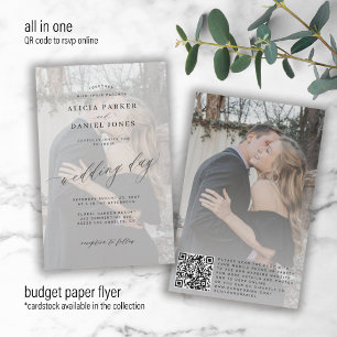 Budget QR Foto moderne Überlagerung Hochzeitseinla Flyer