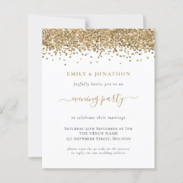 Budget QR Gold Glitzer Abend Hochzeit Einladung