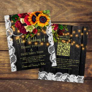 Budget QR ländliche Blumen-Hochzeitseinladung aus
