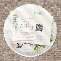 Budget QR Sage Eukalyptus Cream Wedite Einladung