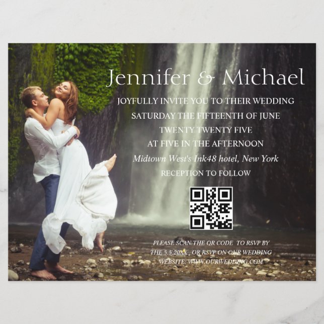 Budget qr uAwg Hochzeitseinladung Flyer (Vorne)