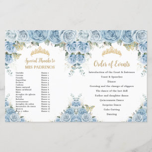 Budget Quinceañera 15 Fleurs Bleues Programme Parr