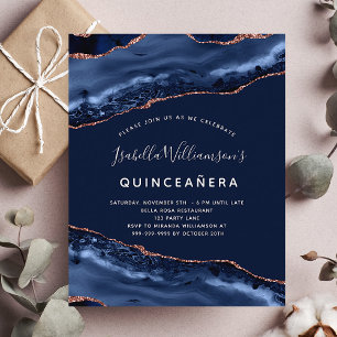 Budget Quinceanera Age Marmor Blau Rose Gold