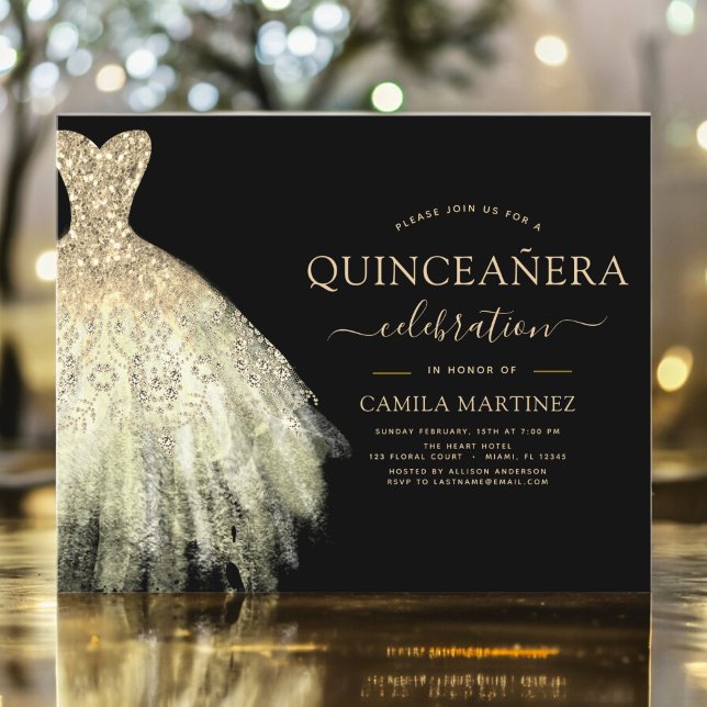 Budget Quinceanera Black and Gold Glitzer Sparkone (Von Creator hochgeladen)